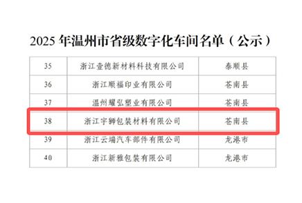 宇狮荣获2025年度省级数字化车间认定！